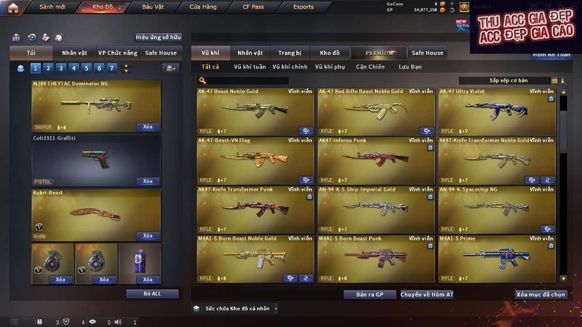 shop acc cf uy tin gia re